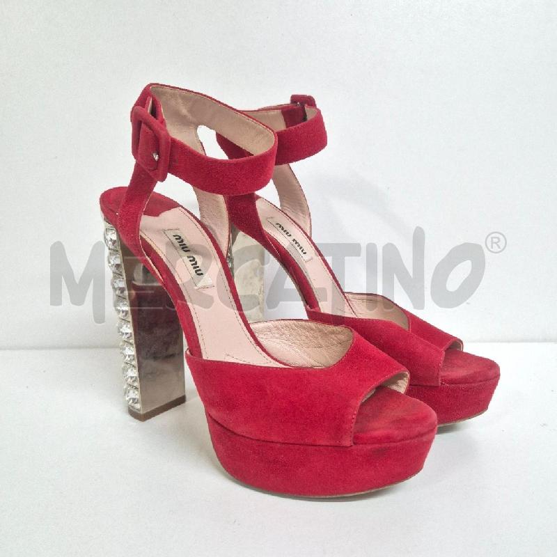 SANDALI DONNA MIUMIU ROSSI SCAMOSCIATI | Mercatino dell'Usato Cervia 1