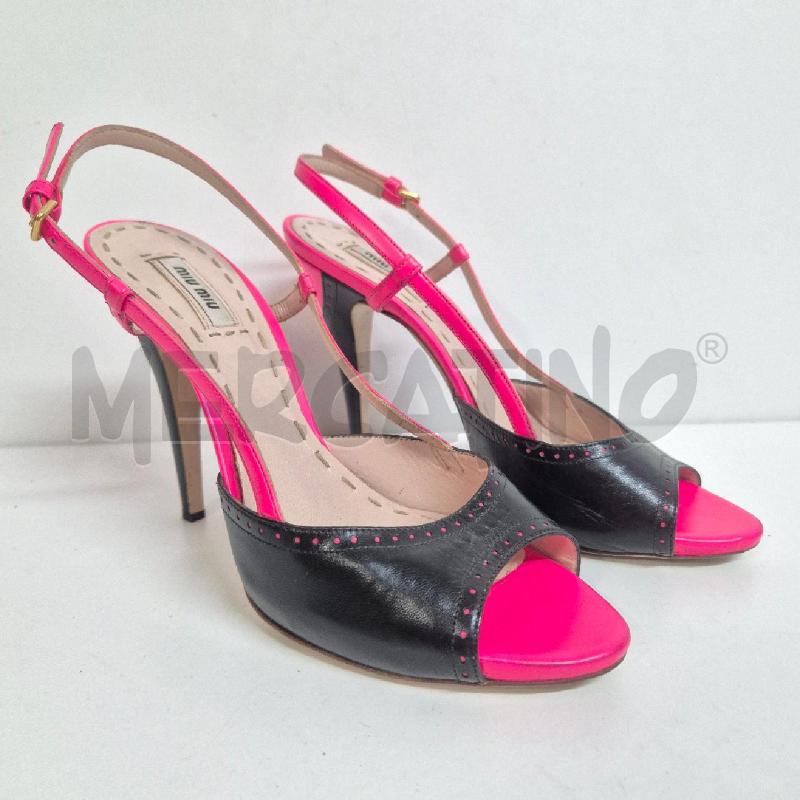 SANDALI DONNA MIU MIU NERI FUCSIA | Mercatino dell'Usato Cervia 1