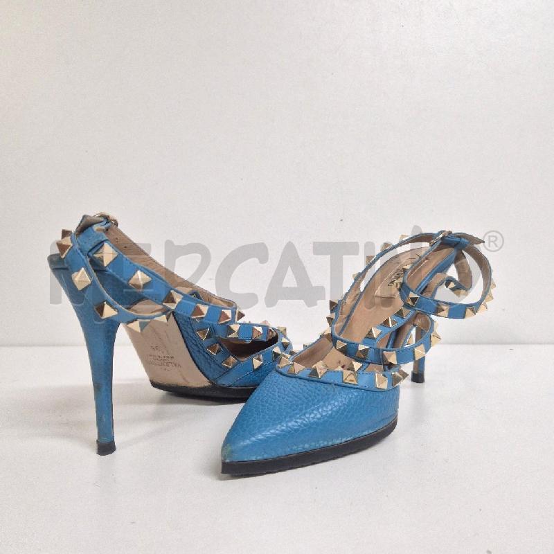SANDALI DONNA VALENTINO AZZURRO BORCHIE  | Mercatino dell'Usato Cervia 4