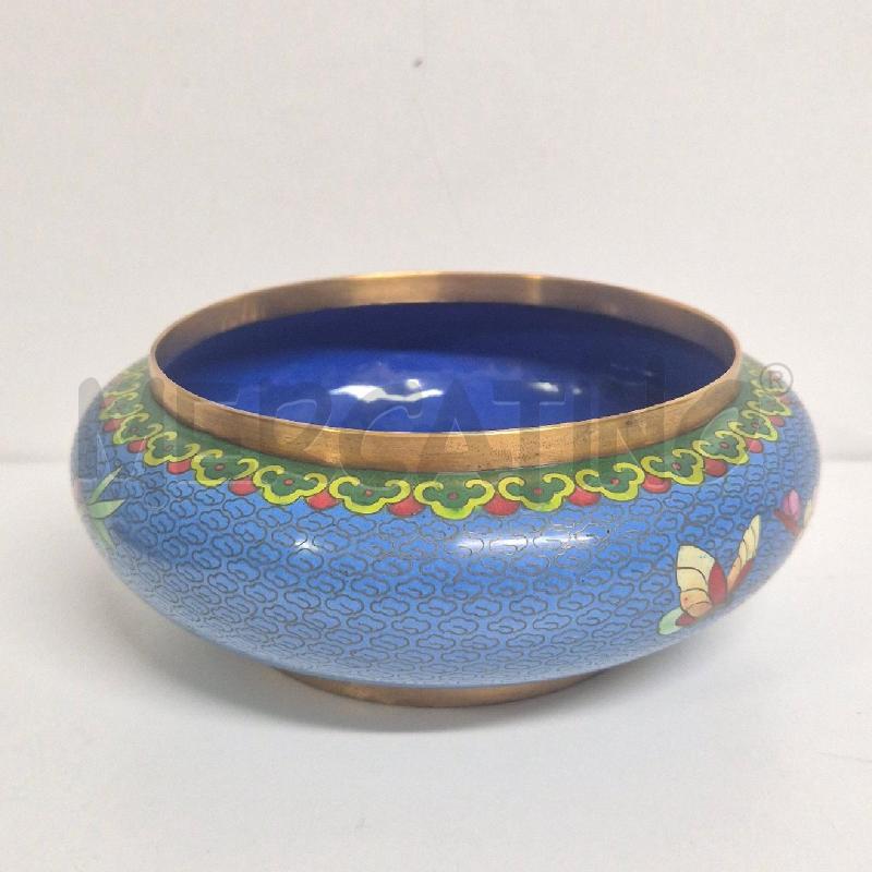 SCATOLA CIOTOLA SMALTO CLOISONNE CON COPERCHIO AZZURRO FIORI | Mercatino dell'Usato Cervia 2