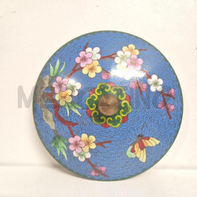 SCATOLA CIOTOLA SMALTO CLOISONNE CON COPERCHIO AZZURRO FIORI | Mercatino dell'Usato Cervia 3