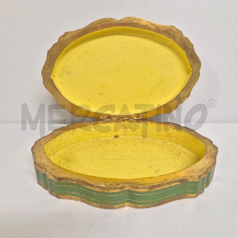 SCATOLA OVALE LEGNO DIPINTA ORO E VERDE | Mercatino dell'Usato Cervia 4