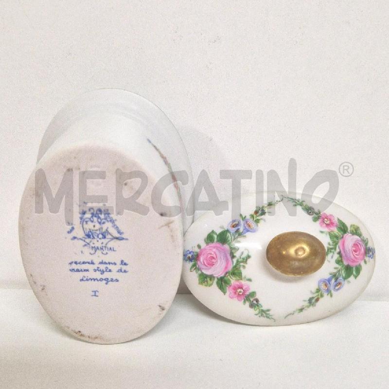 SCATOLINA OVALE ST. MARTIAL LIMOGES BIANCA CON ROSE | Mercatino dell'Usato Cervia 5
