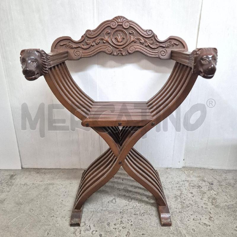 SEDIA SAVONAROLA LEGNO TESTA DI LEONE | Mercatino dell'Usato Cervia 1