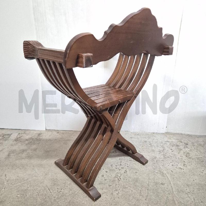 SEDIA SAVONAROLA LEGNO TESTA DI LEONE | Mercatino dell'Usato Cervia 5