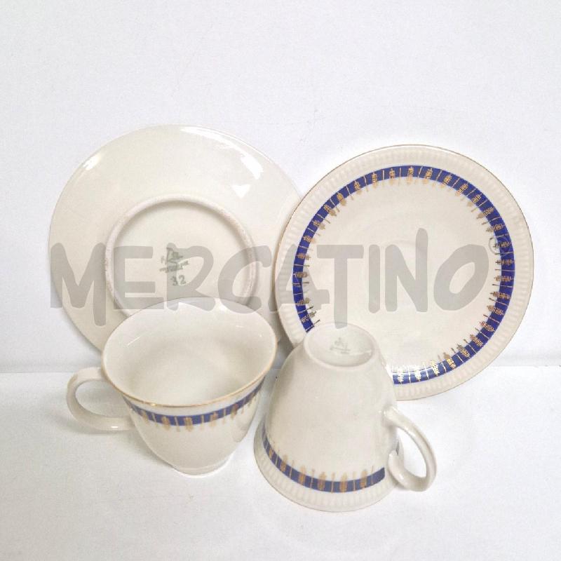 SERVIZIO CAFFÈ BOHEME TOSCA PER 11PERSONE PANNA PROFILO BLU DORATO | Mercatino dell'Usato Cervia 5