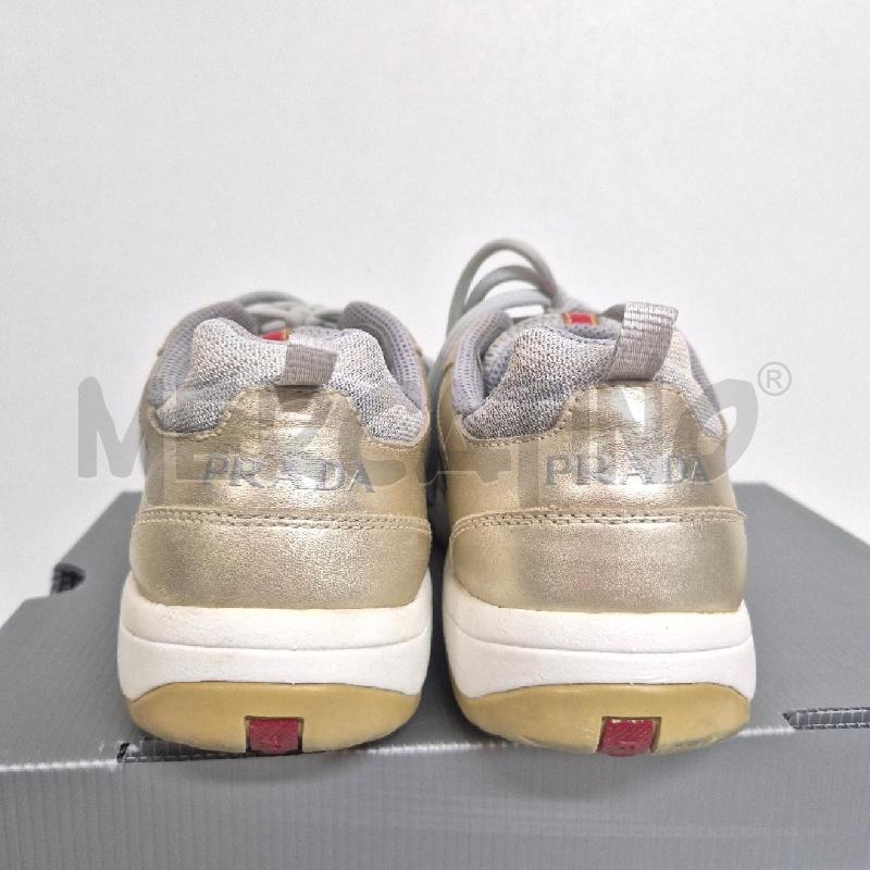 SNEAKERS DONNA PRADA CALF SPORT GRIGIE DORATE | Mercatino dell'Usato Cervia 3