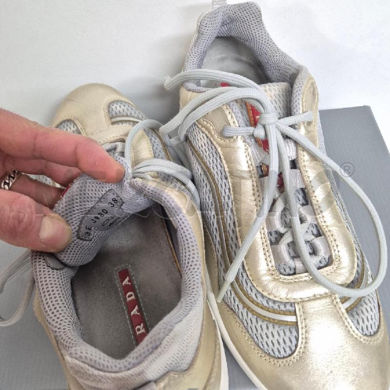 SNEAKERS DONNA PRADA CALF SPORT GRIGIE DORATE | Mercatino dell'Usato Cervia 4