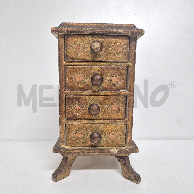 SOPRAMMOBILE MOBILETTO LEGNO 4 CASSETTI DORATO | Mercatino dell'Usato Cervia 1