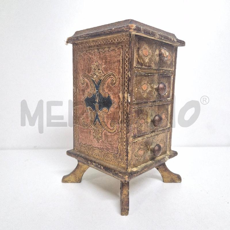 SOPRAMMOBILE MOBILETTO LEGNO 4 CASSETTI DORATO | Mercatino dell'Usato Cervia 2