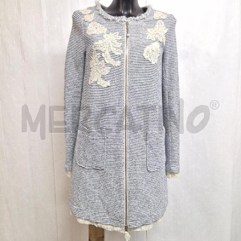 SPOLVERINO DONNA TWIN SET BIANCO BLU RIGHE FIORI PIZZO | Mercatino dell'Usato Cervia 1