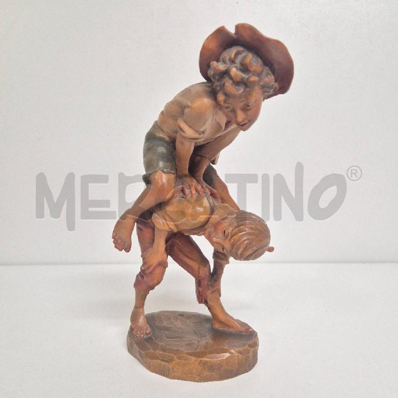 STATUINA LEGNO 2 BIMBI CHE GIOCANO | Mercatino dell'Usato Cervia 1