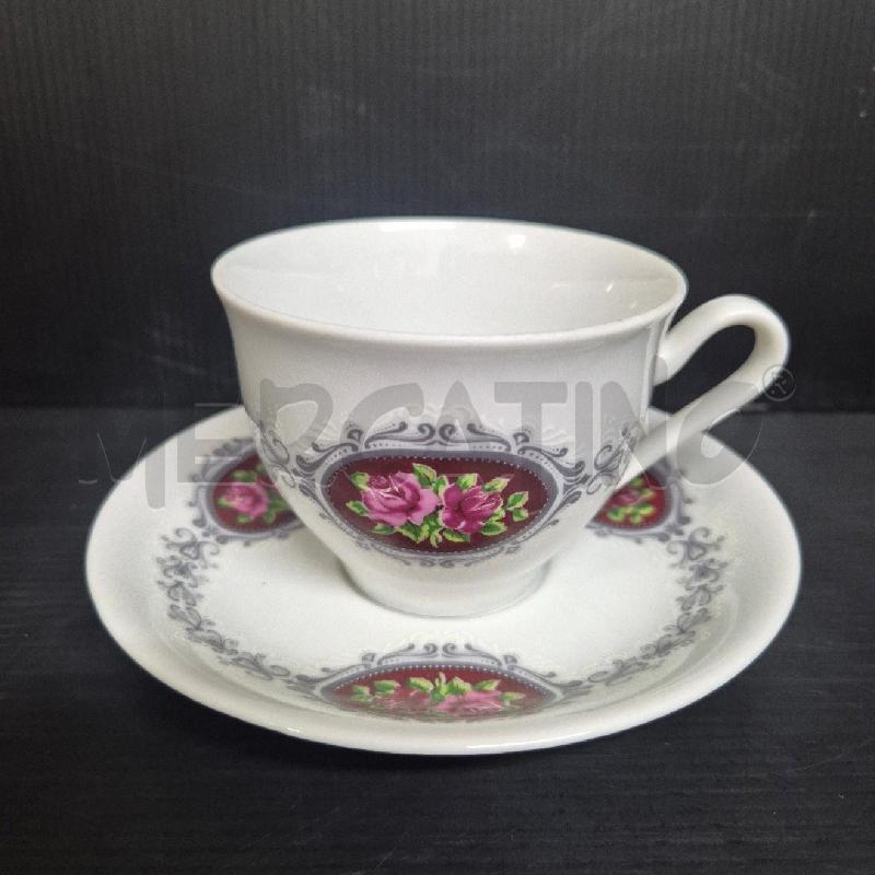 TAZZINE X6 BAVARIA BIANCHE RICAMO GRIGIO CON ROSE | Mercatino dell'Usato Cervia 4