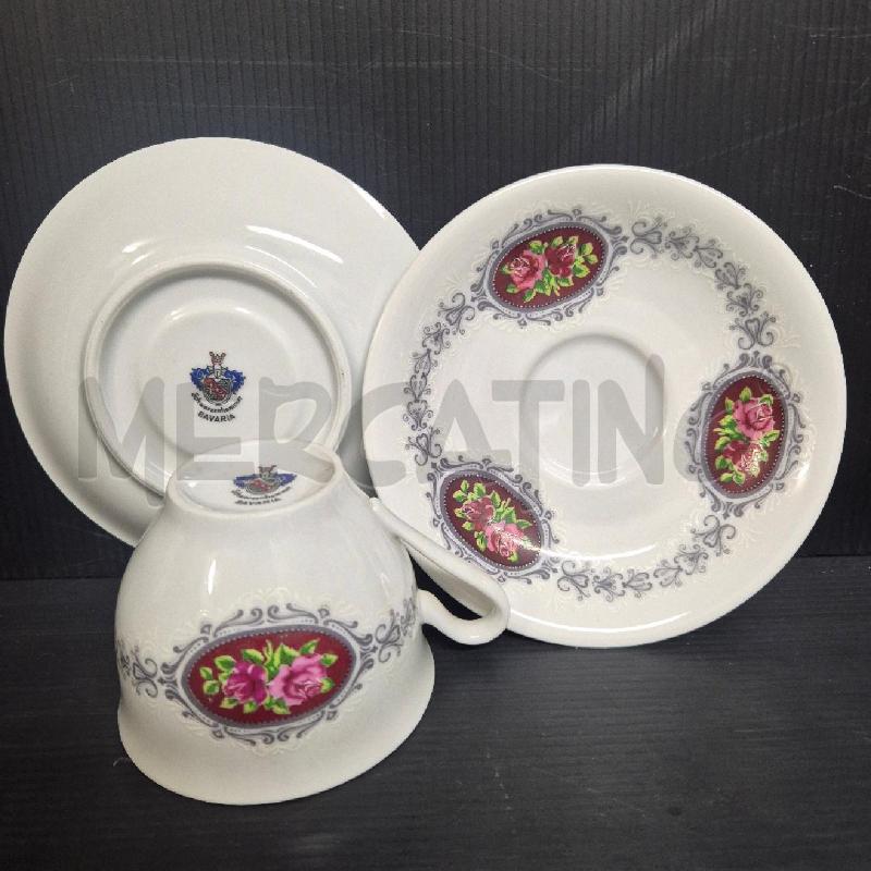 TAZZINE X6 BAVARIA BIANCHE RICAMO GRIGIO CON ROSE | Mercatino dell'Usato Cervia 5