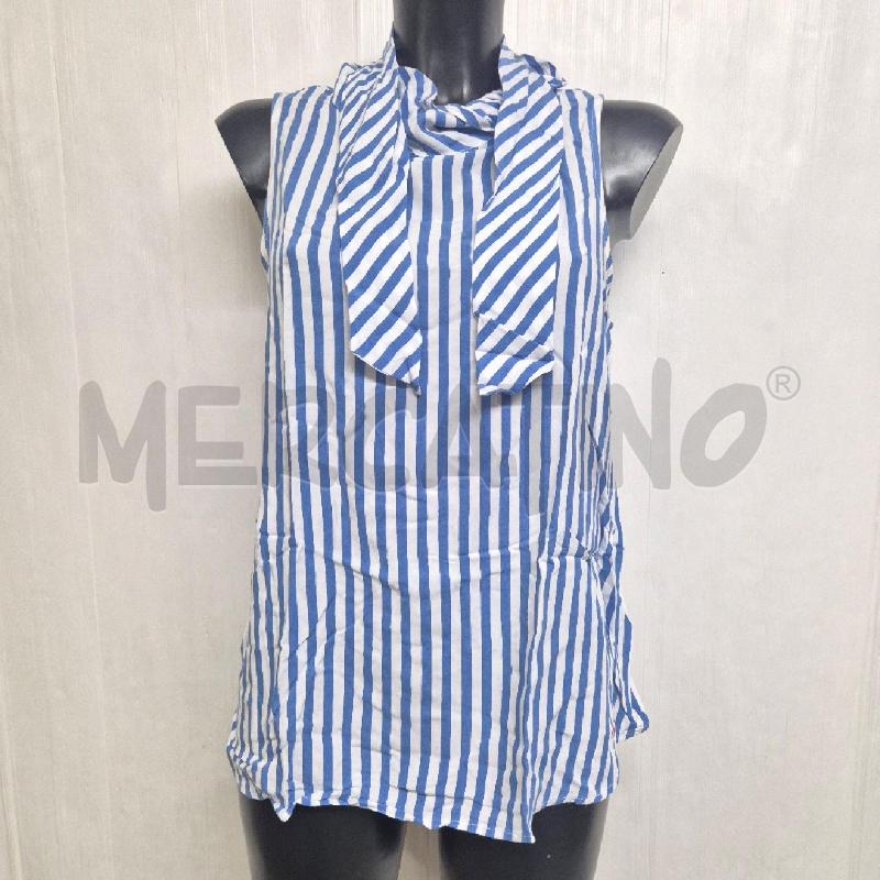 TOP TWIN SET BIANCA AZZURRA RIGHE | Mercatino dell'Usato Cervia 1