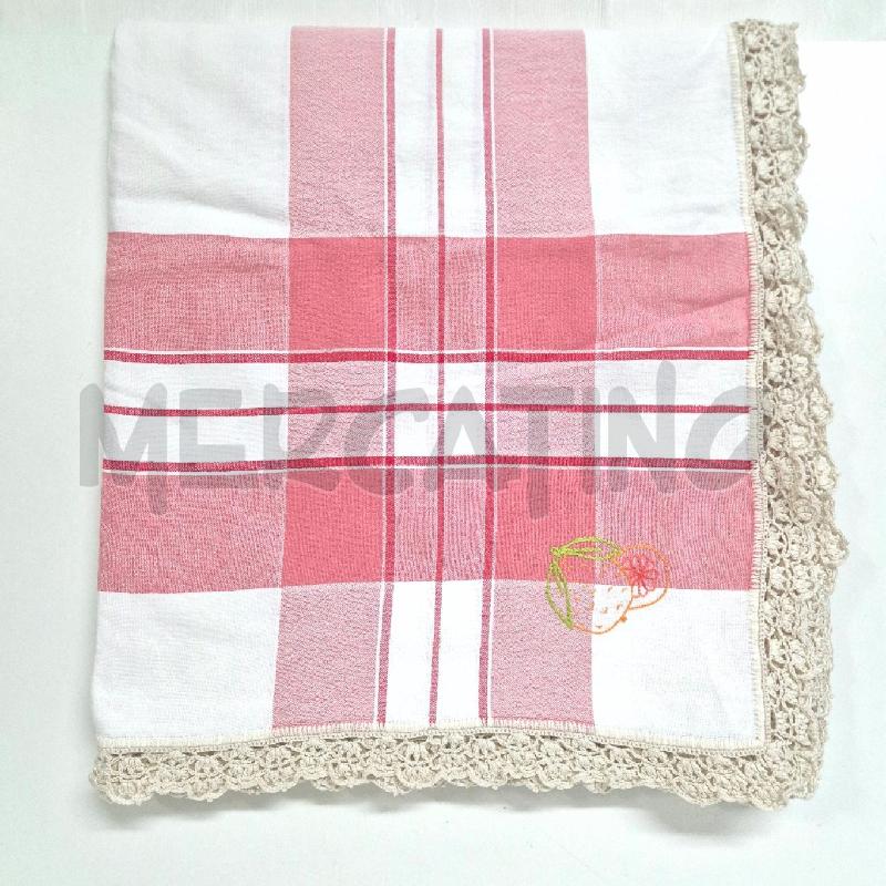 TOVAGLIA RETTANGOLARE 190X135CM QUADRI BIANCA ROSSA | Mercatino dell'Usato Cervia 1