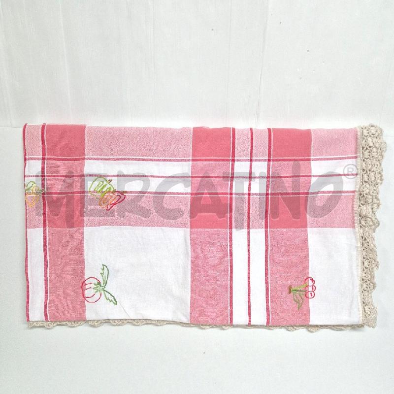 TOVAGLIA RETTANGOLARE 190X135CM QUADRI BIANCA ROSSA | Mercatino dell'Usato Cervia 2