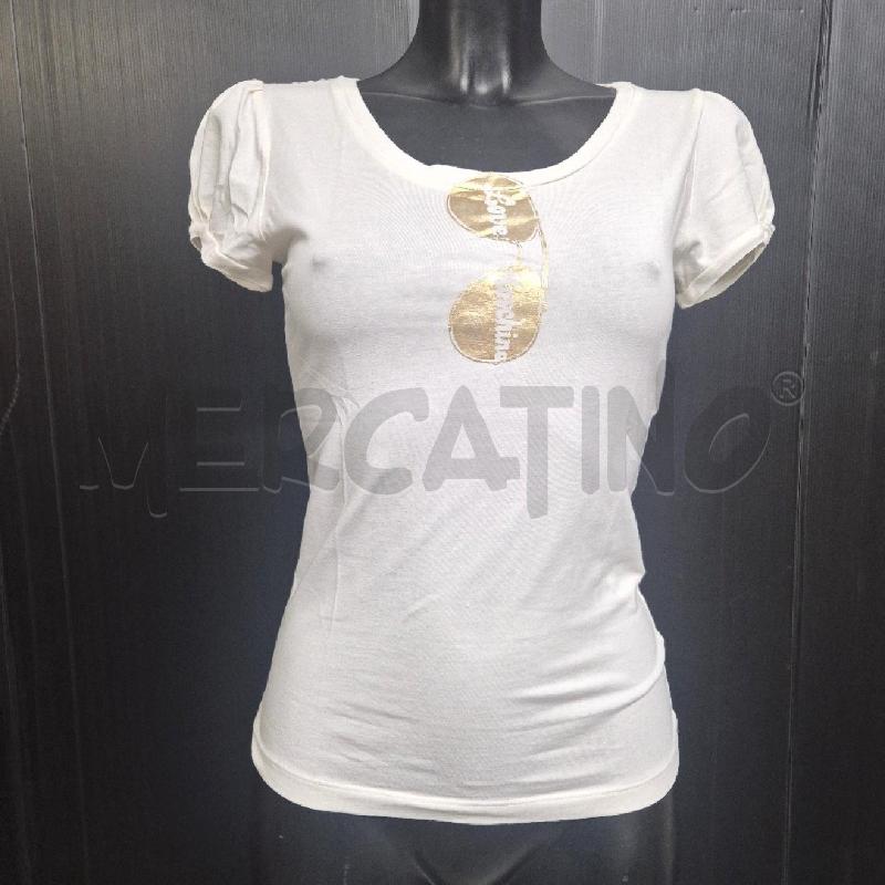 T SHIRT DONNA MOSCHINO BIANCA CON OCCHIALI DORATI | Mercatino dell'Usato Cervia 1
