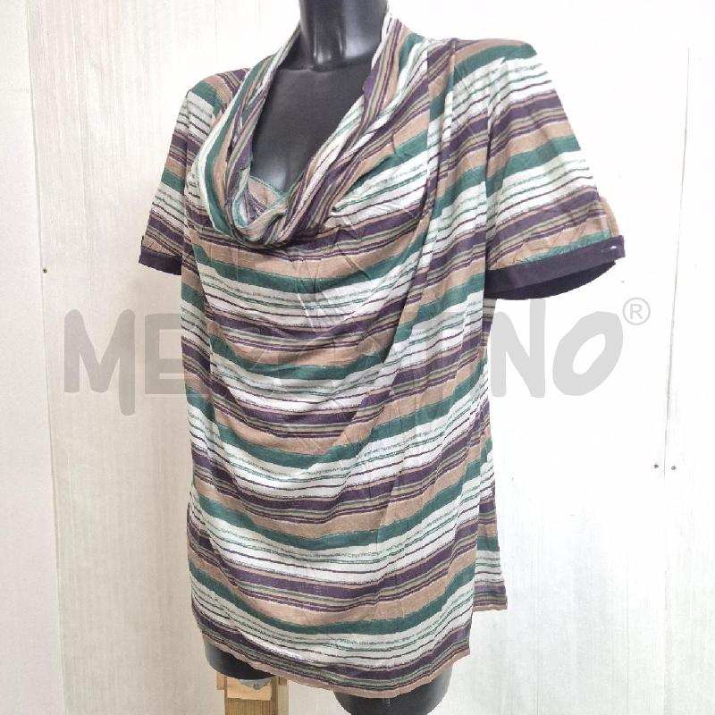 T SHIRT DONNA TRUSSARDI RIGHE MULTICOLOR 100% SETA | Mercatino dell'Usato Cervia 3