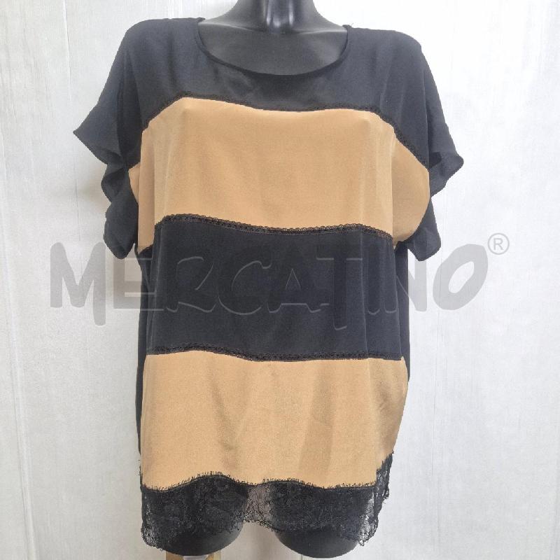T SHIRT DONNA TWIN SET NERA BEIGE PIZZO RIGHE | Mercatino dell'Usato Cervia 1