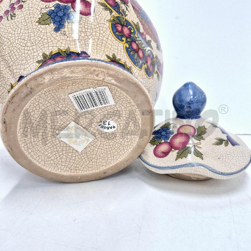 URNA CON COPERCHIO FRUTTA E BORDI BLU ONDULATI | Mercatino dell'Usato Cervia 5