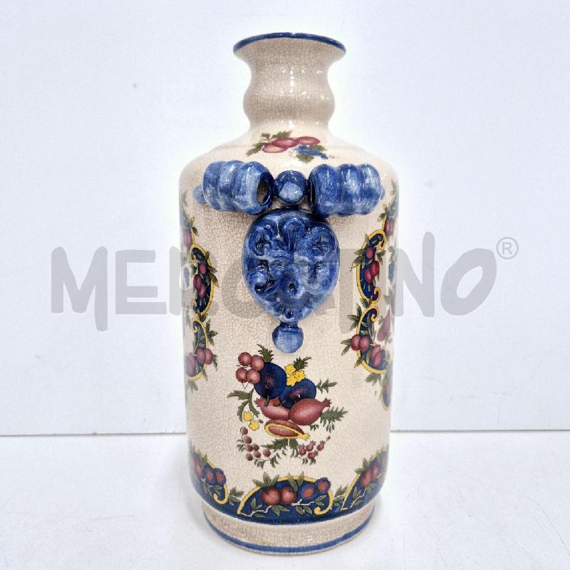 VASO A BOTTIGLIA BEIGE CON FRUTTA MANICI BLU | Mercatino dell'Usato Cervia 2