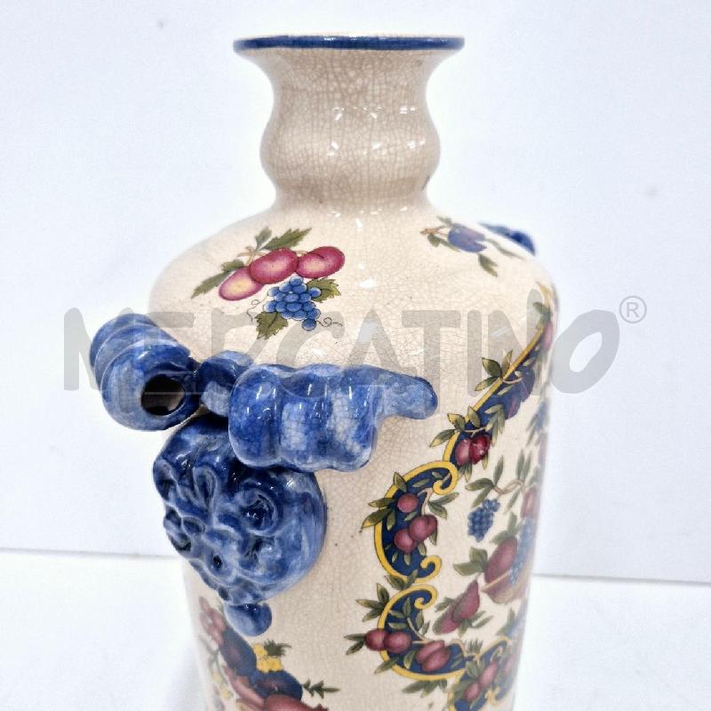 VASO A BOTTIGLIA BEIGE CON FRUTTA MANICI BLU | Mercatino dell'Usato Cervia 3