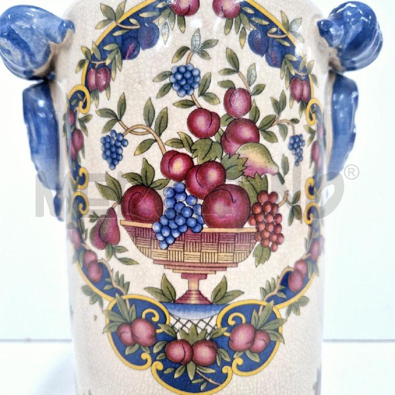 VASO A BOTTIGLIA BEIGE CON FRUTTA MANICI BLU | Mercatino dell'Usato Cervia 4
