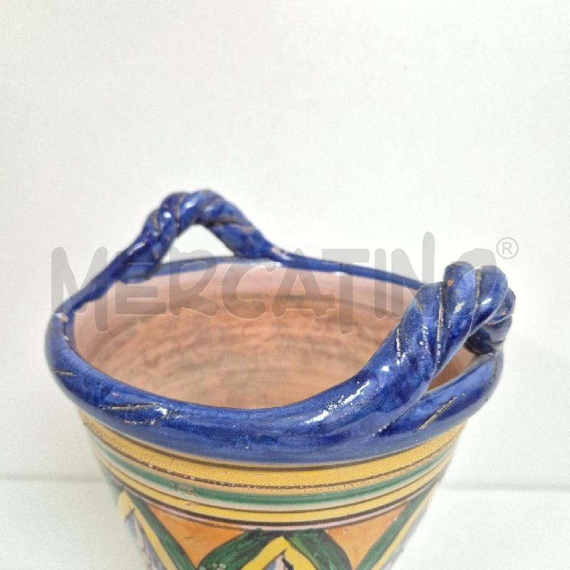 VASO A CESTINO 2 MANICI CERAMICA SICILIANA  | Mercatino dell'Usato Cervia 3