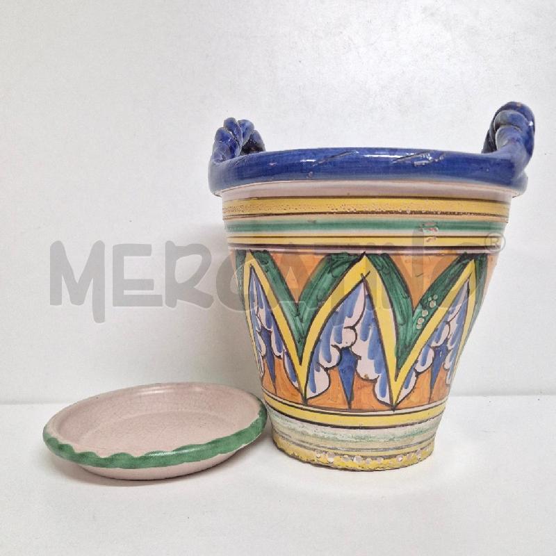 VASO A CESTINO 2 MANICI CERAMICA SICILIANA  | Mercatino dell'Usato Cervia 4