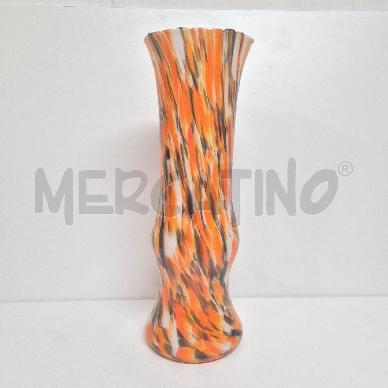 VASO BIANCO ARANCIONE MARRONE FANTASIA ANNI 70 H46 | Mercatino dell'Usato Cervia 1