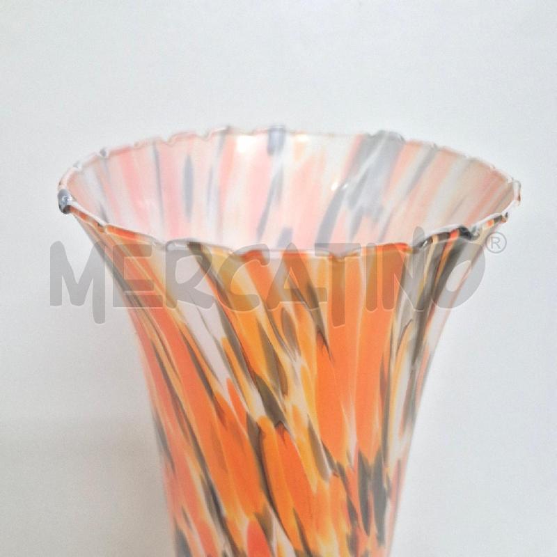VASO BIANCO ARANCIONE MARRONE FANTASIA ANNI 70 H46 | Mercatino dell'Usato Cervia 3
