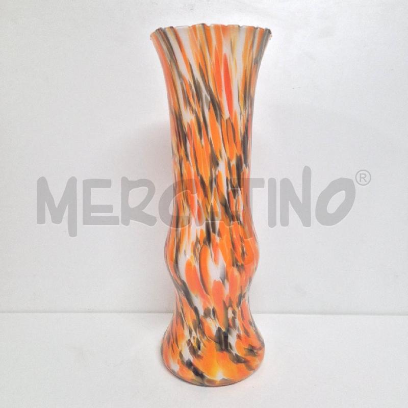 VASO BIANCO ARANCIONE MARRONE FANTASIA ANNI 70 H46 | Mercatino dell'Usato Cervia 4
