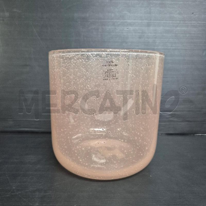 VASO CASA VIVANTE VETRO ROSA BOLLICINE | Mercatino dell'Usato Cervia 1