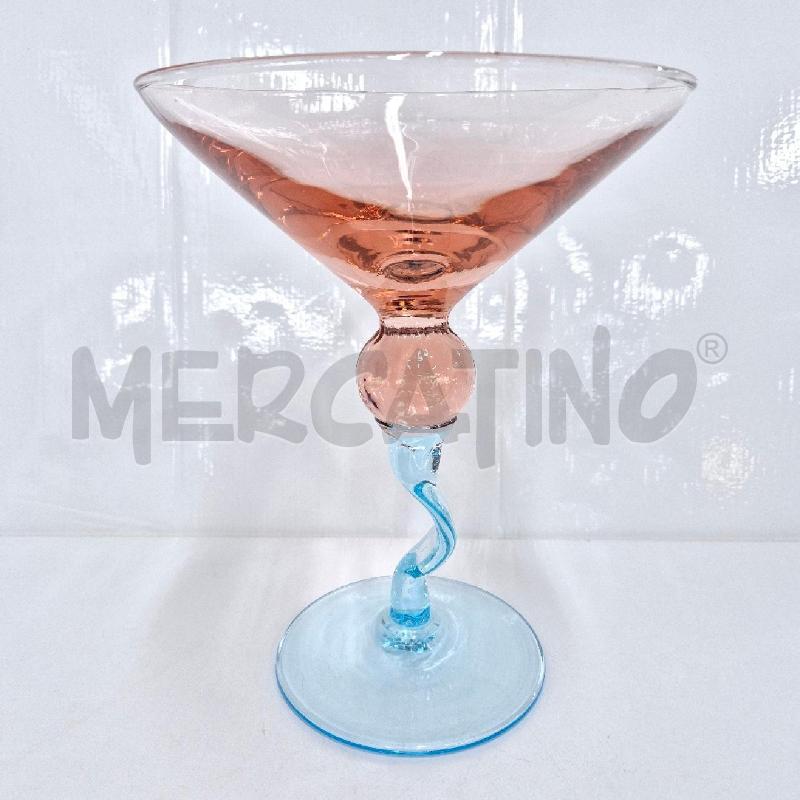 VASO COPPA VETRO AZZURRO ROSA | Mercatino dell'Usato Cervia 1