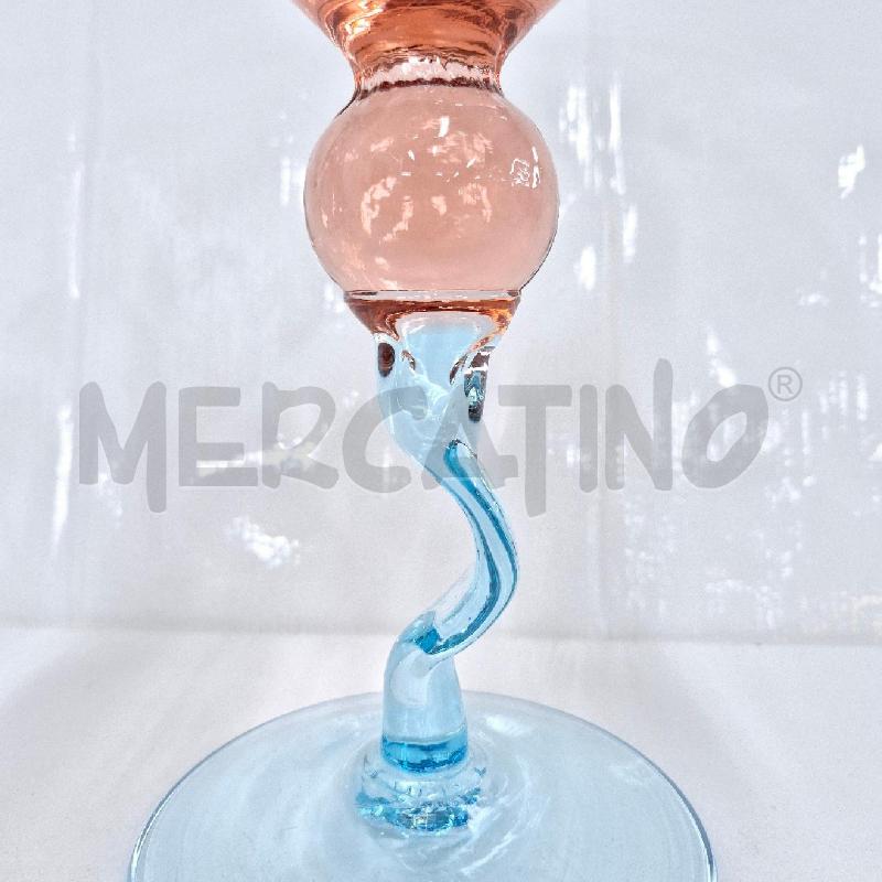 VASO COPPA VETRO AZZURRO ROSA | Mercatino dell'Usato Cervia 2