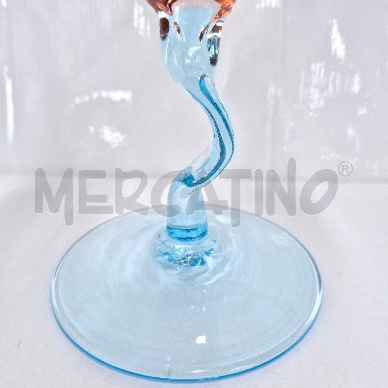 VASO COPPA VETRO AZZURRO ROSA | Mercatino dell'Usato Cervia 4