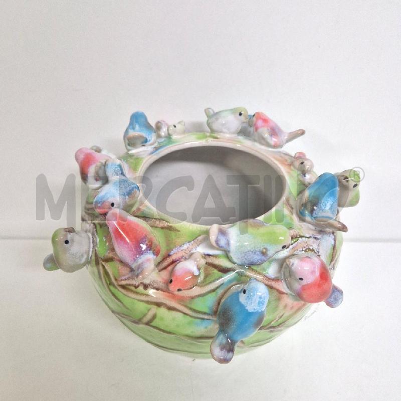 VASO DES POTS VERDE E UCCELLINI H19 | Mercatino dell'Usato Cervia 2