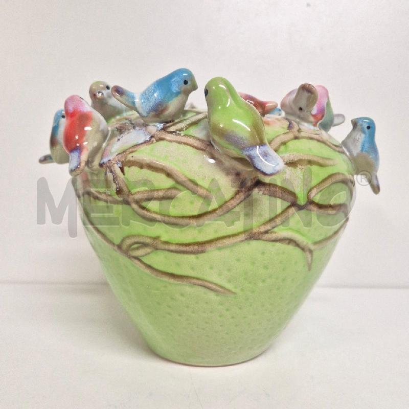 VASO DES POTS VERDE E UCCELLINI H19 | Mercatino dell'Usato Cervia 3