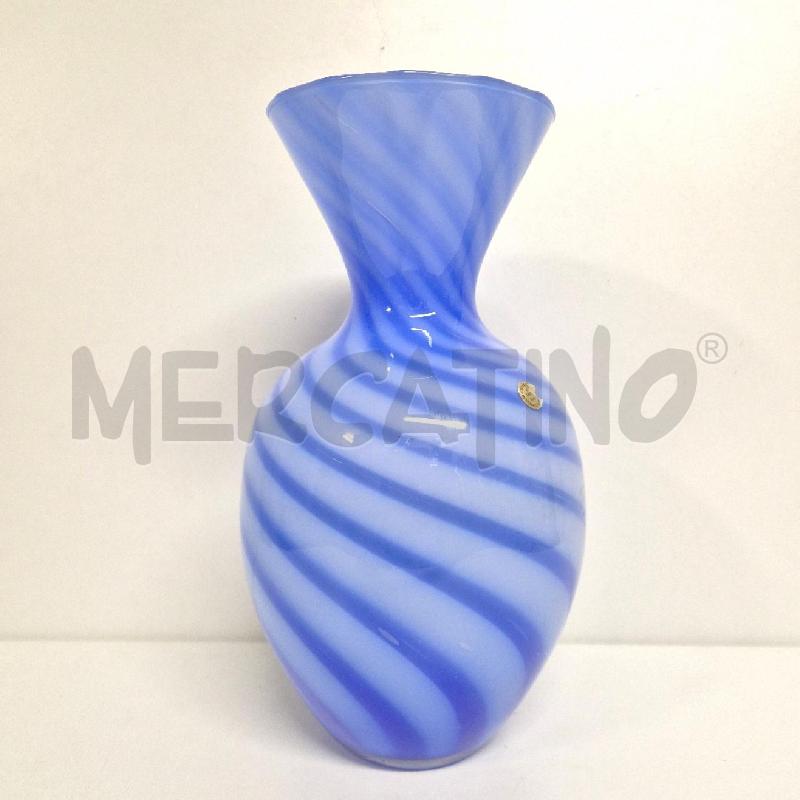 VASO VETRO AZZURRO SPIRALI BLU | Mercatino dell'Usato Cervia 1