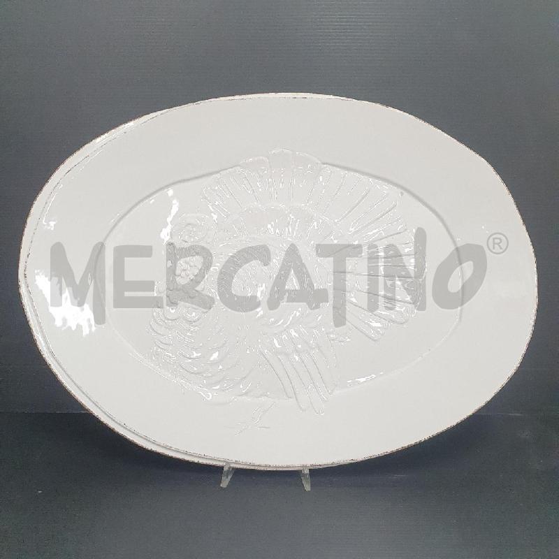 VASSOIO CERAMICA VIETRI BIANCO CON TACCHINO | Mercatino dell'Usato Cervia 1