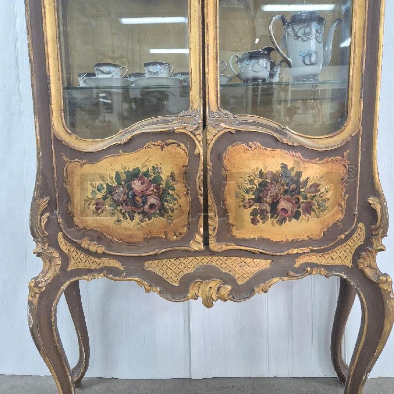 VETRINA 2 ANTE LEGNO OTTOCENTO DECORATA | Mercatino dell'Usato Cervia 2