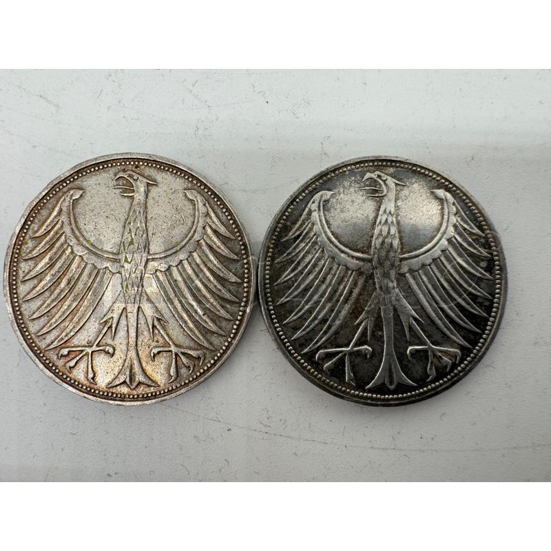 2 MONETE ARGENTO GERMANIA 5 MARK 1965 1969 | Mercatino dell'Usato Faenza 1