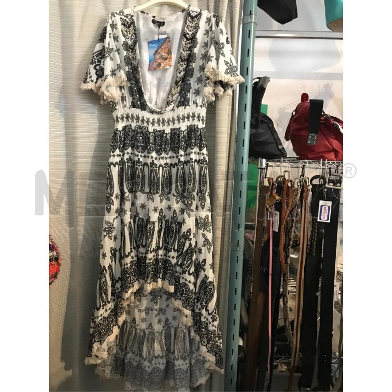 ABITO DONNA NUOVO POSITANO BIANCO FIORI NERI PERLINE  | Mercatino dell'Usato Faenza 1
