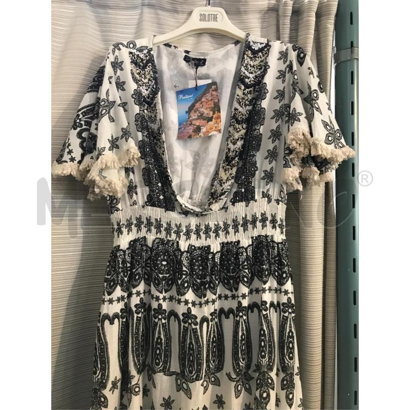 ABITO DONNA NUOVO POSITANO BIANCO FIORI NERI PERLINE  | Mercatino dell'Usato Faenza 2
