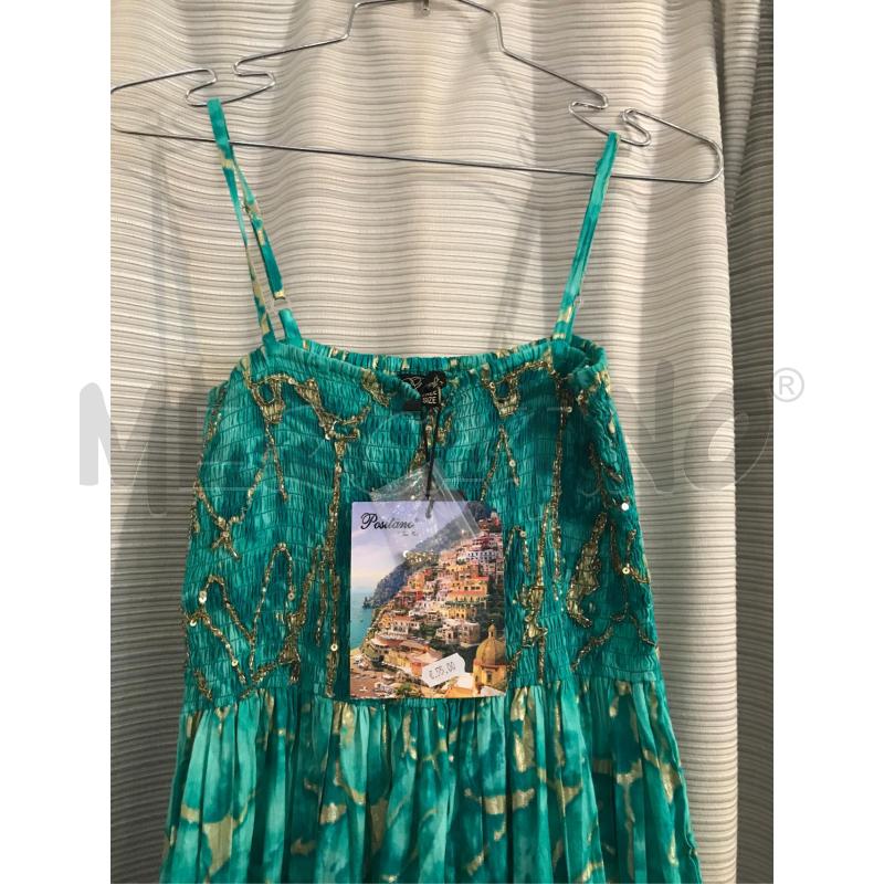 ABITO DONNA POSITANO VERDE ACQUA ORO RICAMO PRLINE  | Mercatino dell'Usato Faenza 2