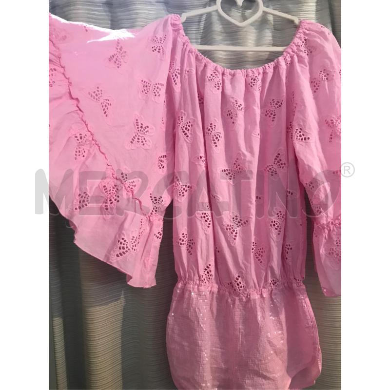 ABITO DONNA TUTINA TEZUK ROSA FARFALLE SANGALLO PANTALONCINO PAILETTE  | Mercatino dell'Usato Faenza 2
