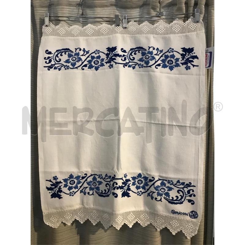 ASCIUGAMANO STAMPERIA BERTOZZI STAMPA FIORI BLU ROMAGNOLA BORDO UNCINETTO | Mercatino dell'Usato Faenza 1