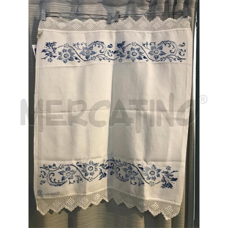 ASCIUGAMANO STAMPERIA BERTOZZI STAMPA FIORI BLU ROMAGNOLA BORDO UNCINETTO | Mercatino dell'Usato Faenza 3