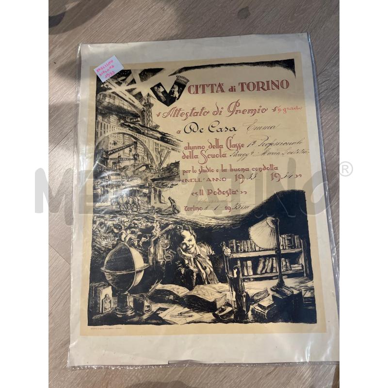 ATTESTATO CITTA' DI TORINO 1935 COLLEZIONISMO CARTACEO | Mercatino dell'Usato Faenza 1